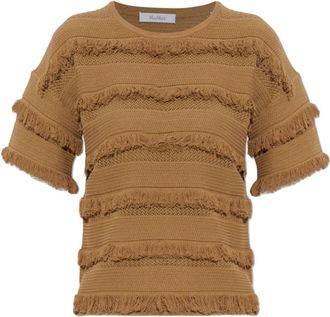 Max Mara Garza Top - Dames - Ronde hals truien - Bruin - XS - Polyester - Truien & Vesten