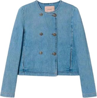 Twinset Denim Koreaanse Jas - Dames - Spijkerjassen - Blauw - S - Denim - Jassen