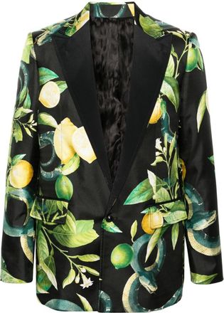 Roberto Cavalli lemon-print silk blazer - men - Silk - 50 - Black