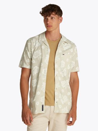 Tommy Jeans Kurzarmhemd TOMMY JEANS TJM REG SLUB AOP SS SHIRT EXT, Herren, Gr. 3XL, N-Gr, newsprint floral aop, Web, Obermaterial: 100% Baumwolle, regular fit, He