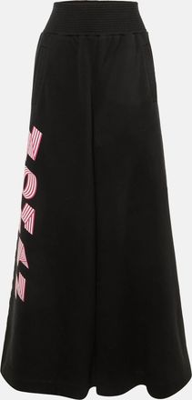Off-white Black Woman Print Cotton Wide Leg Trousers