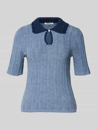 Scotch & Soda Strickshirt mit Umlegekragen und Schl&uuml;sselloch-Ausschnitt in Bleu, Gr&ouml;&szlig;e XL