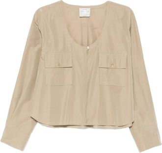 Forte_Forte flap-pocket long-sleeved blouse - women - Fabric - III - Neutrals