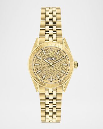 Versace V-Code 36mm IP Yellow Gold Bracelet Watch