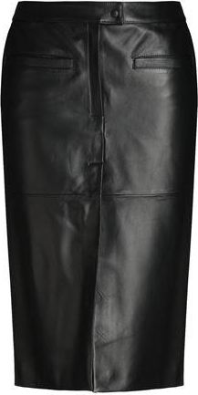 8 by YOOX LEATHER LOW-WAIST MIDI SKIRT