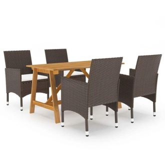 vidaXL Juego De Comedor Para Jard&iacute;n De 5 Piezas Marr&oacute;n Vidaxl