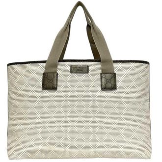 Gucci Beige White Pvc Leather Tote Bag (Pre-Owned)