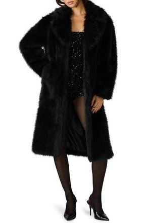 Steve Madden Larkin Faux Fur Coat in Black at Nordstrom Rack, Size Large