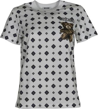 Moschino T-shirt met logo-print - Dames - T-shirts - Grijs - XL - Katoen - Tops