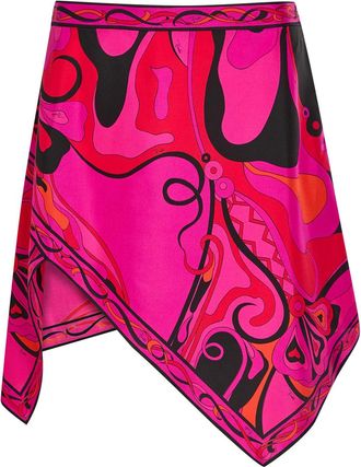 Pucci Asymmetric Printed Silk Mini Skirt - Pink - 42 (UK10 / S)