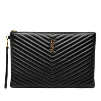 Saint Laurent Pre-owned Clutches, female, Black, Size: ONE SIZE Pre-owned Quilted Clutch