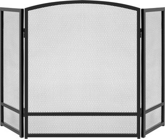 Best Choice Products 47.5x27.25in 3-Panel Steel Mesh Fireplace Screen, Spark Guard w/ Rustic Worn Finish