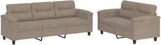vidaXL Juego De Sof&aacute;s Con Cojines 2 Piezas Tela Microfibra Taupe Vidaxl