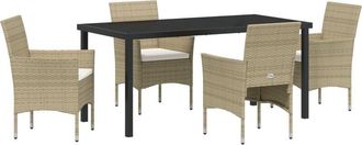 vidaXL Vidaxl - Garden Dining Set with Cushion 5 pcs Beige Poly rattan