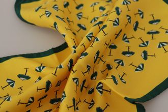 Dolce & Gabbana Yellow Printed Dg Logo Square Mens Handkerchief Scarf Silk