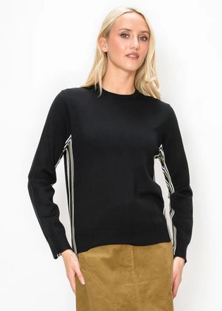 YAL New York Black Sweater with Side Stripe Detail