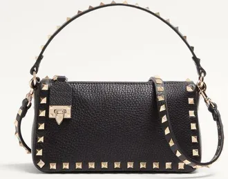 Valentino Garavani Small Rockstud Grainy Calfskin Crossbody Bag Wo
