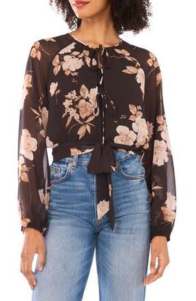 Parker Long Sleeve Double Tie Front Top in Chocolate Torte at Nordstrom Rack, Size Xx-Small