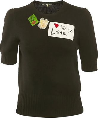 Dolce & Gabbana Trui met korte mouwen en applicatie - Zwart