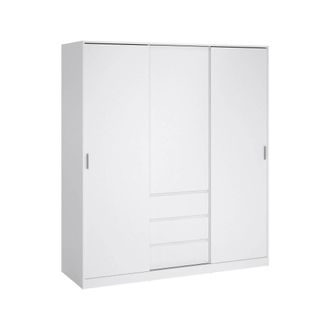 Dmora Armario 3 Puertas Delphine, Muebles De Dormitorio, Vestidor, Armario De Ropa, 177x60 H200 Cm, Blanco Brillante - Dmora