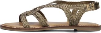 Inuovo Groene Gevlochten Leren Sandalen - Dames - Sandalen - Groen - 40 EU - Leer - Schoenen