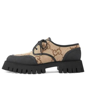 Gucci (WMNS) Gucci Maxi GG Lace-Up Shoes Beige Black 751708-UKOF0-2552