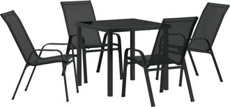 vidaXL Garden Dining Set 5 pcs Black Textilene and steel Vidaxl