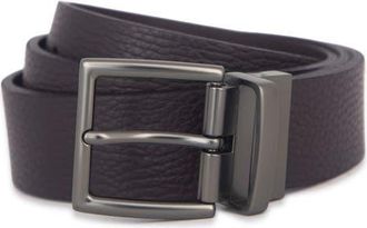 Vince Pebble Leather Belt in Cacao Brown/Matte Gunmetal at Nordstrom, Size 38