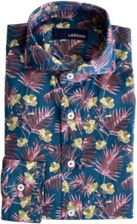 Lardini Katoenen overhemd met print - Heren - Casual Overhemden - Groen - 3XL - Katoen - Overhemden