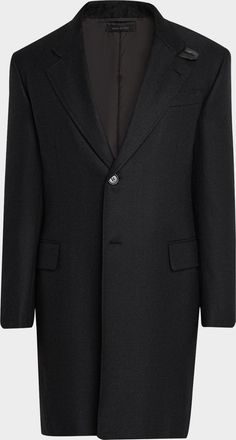 Brioni Men & apos;s Wool Chevron Single-Breasted Overcoat