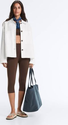Oysho Giacca in misto cotone bianco sporco con tasca