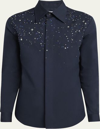 Alexander McQueen Mens Crystal-Embellished Dress Shirt
