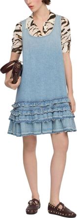 Ganni Blue Scoop Neck Mini Dress