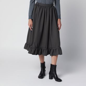 Maison Margiela Gonna midi grigia con balza con volant sul fondo