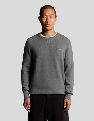 Lyle & Scott Lyle And Scott Mens Knitted Script Crew Neck Jumper - Grey - Size: 34