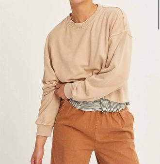 HYFVE Drop Shoulders Crop Sweatshirt In Taupe