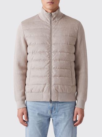 Herno Cardigan imbottito in flanella di lana con collo alto e zip