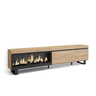 Skraut Home Skraut Home - Mueble Tv, Televisi&oacute;n, Muebles De Sal&oacute;n, Almacenaje, 237x57x35 Cm, Para Tv Gran Formato, Chimenea El&eacute;ctrica Xxl, Dise&ntilde;o Industrial, Esti