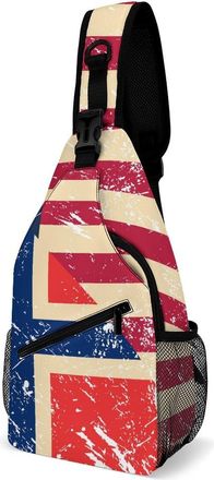 Generic U.S. And Norway Vintage Flag Unisex Shoulder Bags Casual Crossbody Chest Bag Sling Backpack for Hiking Cycling Travel