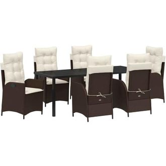 vidaXL Conjunto De Comedor De Jard&iacute;n 7 Pcs Marr&oacute;n Rat&aacute;n Sint&eacute;tico Vidaxl