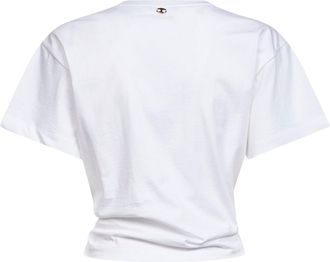 Paco Rabanne Womens White Cotton Cropped T-Shirt With Piercing T-Shirts & Jerseys