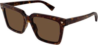Bottega Veneta Stijlvolle zonnebril in Havana/Bruin - Dames - Zonnebrillen - Bruin - 55 MM - Accessoires