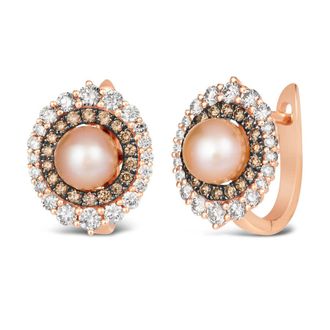 Le Vian Ladies Pearl Earrings set in 14K Strawberry Gold