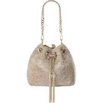 Olga Berg Miranda Drawstring Bucket Bag in Champagne at Nordstrom