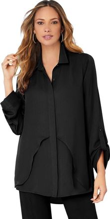 Roaman's Georgette Overlay Big Shirt in Black at Nordstrom, Size 36