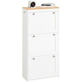 SoBuy Zapatero con 3 Solapas Zapatero Estrecho Organizador para Zapatos Blanco 59 x 26 x 116 cm FSR144-WN Sobuy es