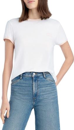 Favorite Daughter The Collegiate Chest Logo Ringer T-Shirt in White/Pale Pink at Nordstrom, Size X-Large