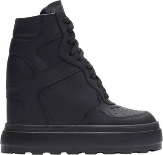 Casadei High Top leren sneakers - Dames - Sleehakken - Zwart - 39 1/2 EU - Leer - Schoenen