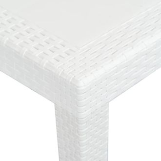 Berkfield Home Garden Table White 220x90x72 cm Plastic Rattan Look | Size: 220 x 90 x 72 cm