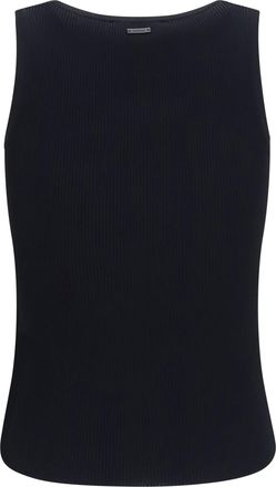 Max Mara Womens Ribbed Jersey Tank Top Nero Viscose; Polyester
